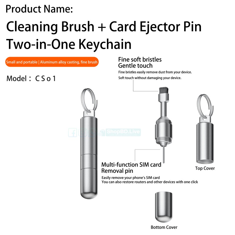 Mobile Phone SIM Card Ejector Tool Earphone Cleaning Pen High End Portable Keychain for Bluetooth Earphones and Earpiece Compartments_img_1