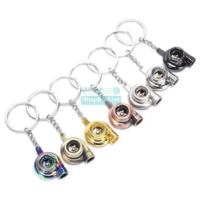 Creative metal keychain turbine gear hub brake disc shock absorber car keychain  Turbo Functional Metal Keychain Key Ring - Traffic Brake Rotor Turbine Black Silver Golden | Unique Gift for Car Bike Lovers_img_3