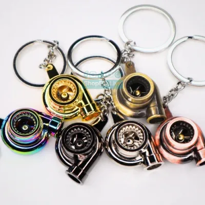 Creative metal keychain turbine gear hub brake disc shock absorber car keychain  Turbo Functional Metal Keychain Key Ring - Traffic Brake Rotor Turbine Black Silver Golden | Unique Gift for Car Bike Lovers_img_1