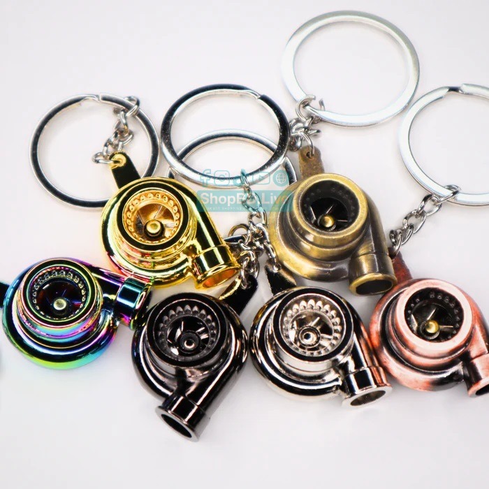 Creative metal keychain turbine gear hub brake disc shock absorber car keychain  Turbo Functional Metal Keychain Key Ring - Traffic Brake Rotor Turbine Black Silver Golden | Unique Gift for Car Bike Lovers_img_1