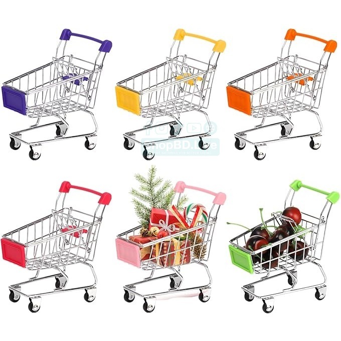 Creative Mini Shopping Cart Trolley Metal Toy Supermarket Simulation Storage Cart for Kids & Desktop Mini Shopping Cart Metal Trolley Desk Organizer Decorative Utility Cart | Price in BD_img_2