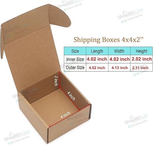 Die Cut Boxes (Brown) 4 x 4 x 2 inches - 4x4x2 in Self Lock Folding Type Courier Box 4" x 4" x 2" Inch | Small Mini Mailer Shipping Boxes E-Commerce Packaging Material Business Parcel Gift Craft Packing Box 442 Birthday Wedding Book Literature Product Carton Jewelry_img_1