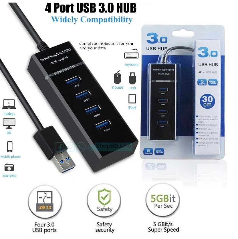 3.0 Hight Speed USB Hub 4 Port USB Hub Super Speed 5 Gbps LED Indication for PC Laptop Tablet_img_0