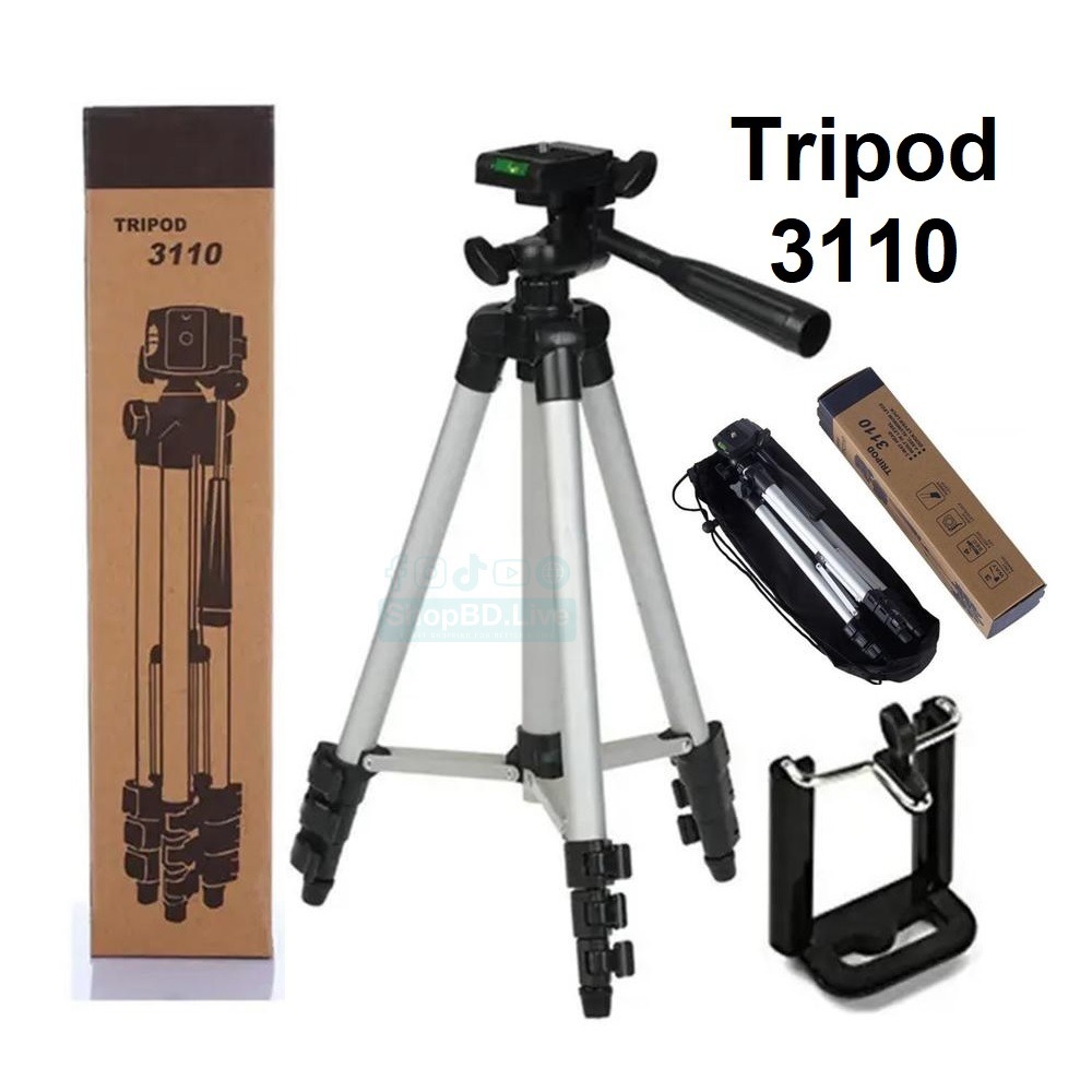 3110 A Aluminium Tripod Stand with 10 Inch Ring Light & Mobile Holder | Price in BD_img_1
