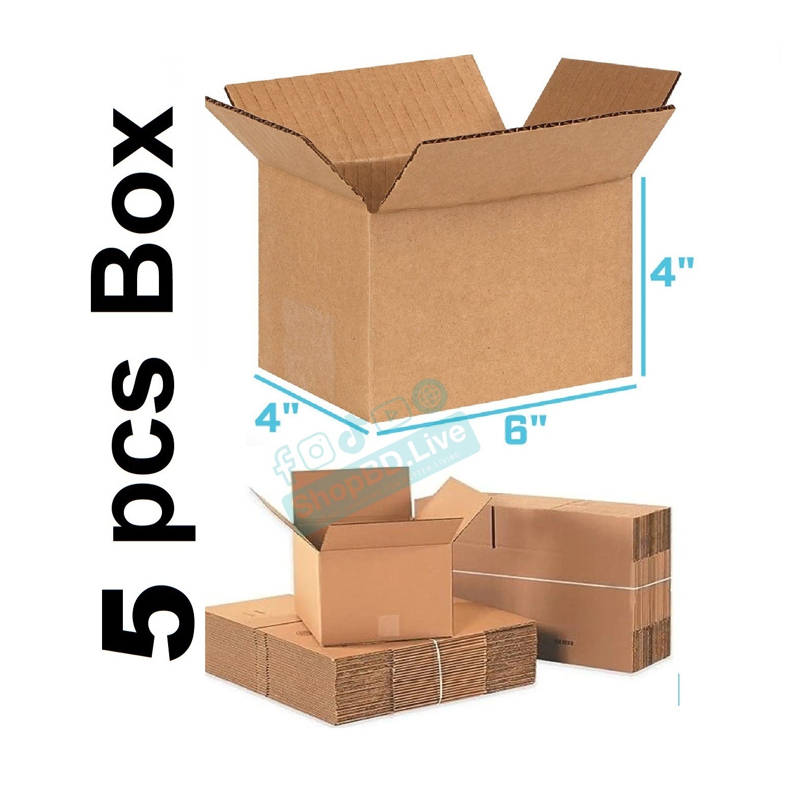 5 Pcs Parcel Carton Box 6 x 4 x 4 Inch | Small Mini Packaging Shipping Box for E-commerce Courier Small Cardboard Shipping Box Mailers 6x4x4 Inch Brown 644 Inch box Packaging Material_img_0