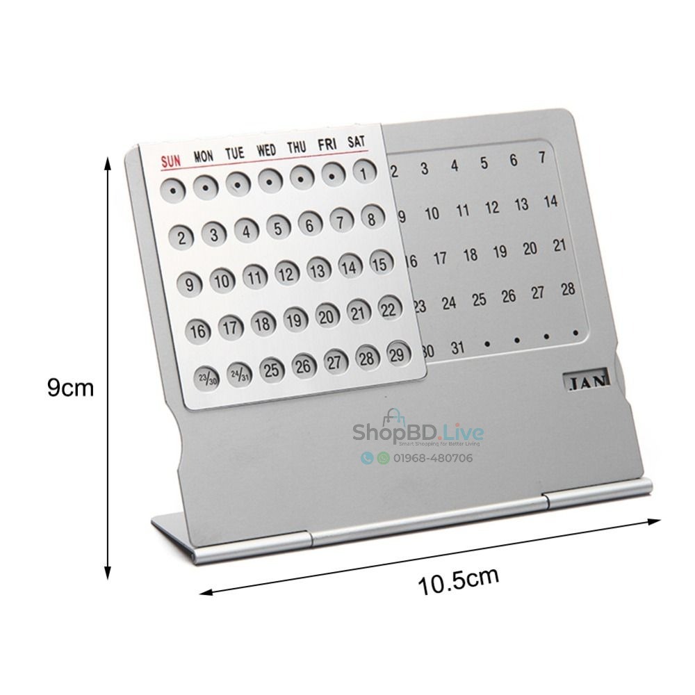 Unique 100 Year Calendar - Creative Ultra Thin Aluminum Alloy Perpetual Desk Calendar 100 Year Office Table Decor | Price in BD Wholesale_img_2