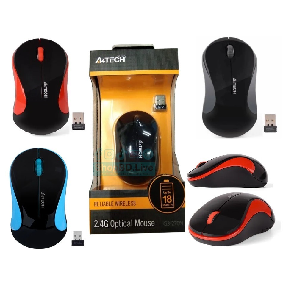 A4Tech G3-270N Wireless Optical Mouse 1000 DPI 2.4GHz USB Mouse | Price in BD_img_0