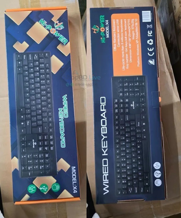Hi-Power X4 Wired USB Bangla English Keyboard – Full Size Waterproof Slim Keyboard For PC & Laptop Best Quality Keyboard For Mobile and Computer | Price In BD_img_1
