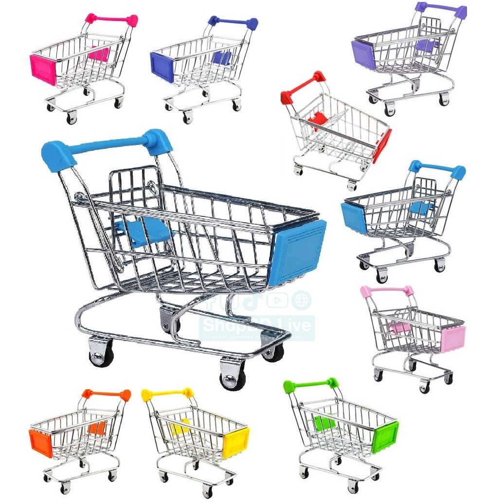 Creative Mini Shopping Cart Trolley Metal Toy Supermarket Simulation Storage Cart for Kids & Desktop Mini Shopping Cart Metal Trolley Desk Organizer Decorative Utility Cart | Price in BD_img_0