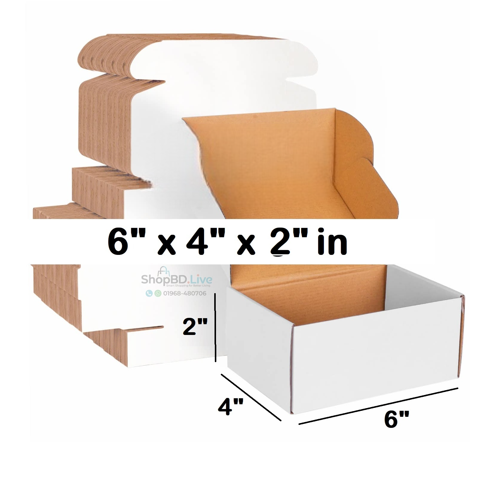 Die Cut Boxes (White) 6 x 4 x 2 inches - 6x4x2 in Self Lock Folding Type Courier Box 6" x 4" x 2" Inch | Small Mini Mailer Shipping Boxes E-Commerce Packaging Material Business Parcel Gift Box 642 Birthday Wedding Book Literature Product Carton_img_0