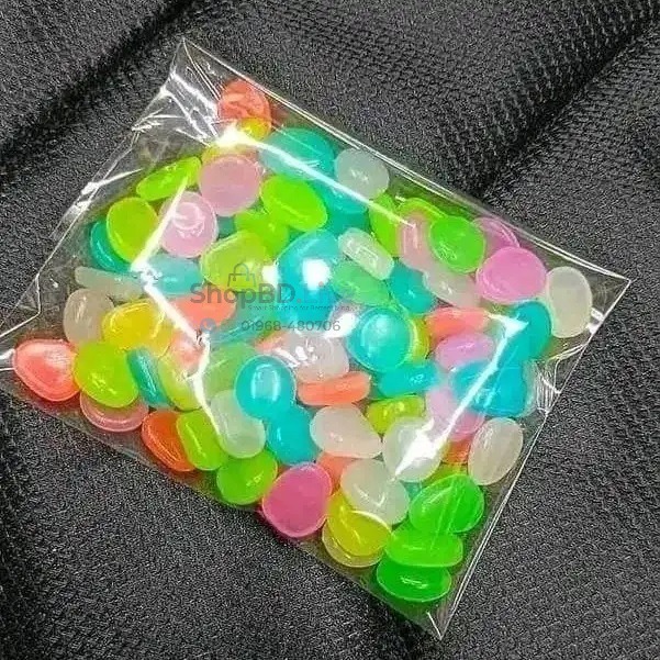 50 Pcs Glow in the Dark Pebbles Colorful Luminous Radium Stones Glowing Plastic Stones Decorative Glow Stones for Garden Aquarium Home Party Decoration_img_2