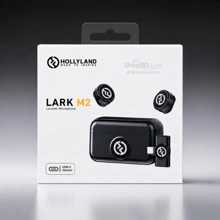 Hollyland LARK M2 Wireless Microphone USB C Lavalier Mic ENC Noise Reduction for Android iPhone Laptop PC_img_0