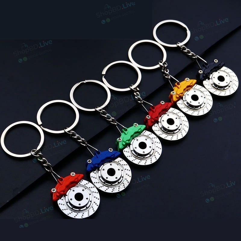Brake Disc Wheel Keychain - Creative Brake Disc Keychain Brake Functional Metal Keychain Key Ring Yellow Light green Green Blue Black Red | Unique Gift for Car Bike Lovers_img_0