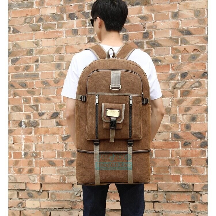 Large Capacity Canvas Travel Backpack Hiking Camping Rucksack 56-75L | Price in BD_img_2