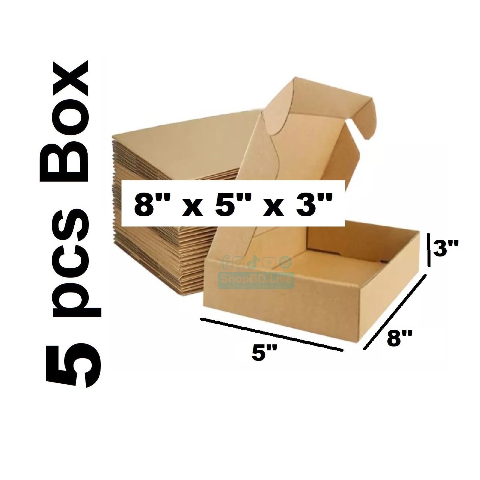5 Pcs Die Cut Folding Type Courier Box 8 x 5 x 3 Inch | Brown Small Mini Mailer Packaging Shipping Box Boxes E-commerce Packaging Business Parcel Box 8" x 5"x 3" Gift Birthday Wedding Book Literature Product Small Carton 8x5x3 in box 853Packaging Material Wholesale_img_0