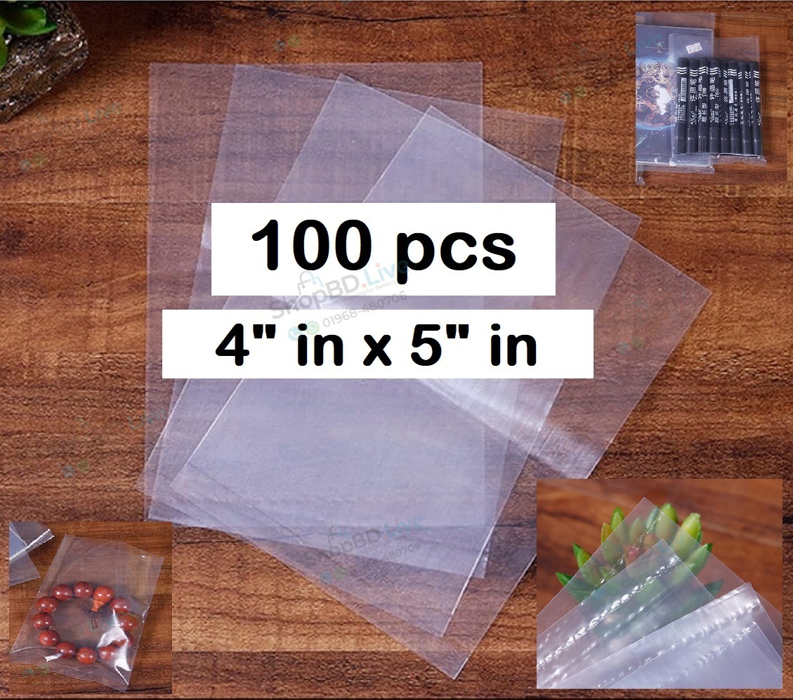 100 Pcs 4" In X 5" In Mini Clear Poly Bags Packaging Material Flat Open Top Plastic Packaging Packing Packaging Materials Plain Transparent Plastic Poly Bag 45 in_img_0