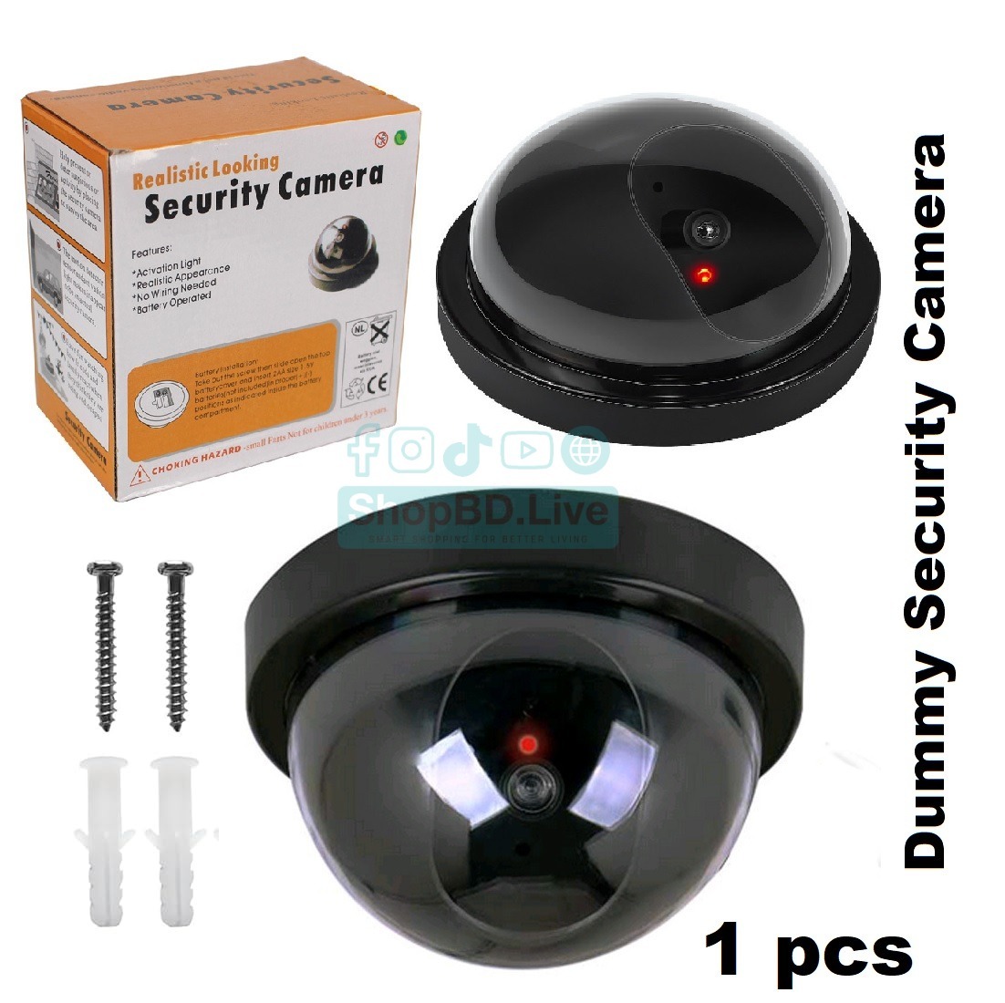 Dummy Fake CCTV Dome Camera with LED Sensor Light Best Home Security Source Factory Artificial Camera Artificial Monitoring Fake Hemispheric Large with Light Fake Monitoring Fake Camera_img_0