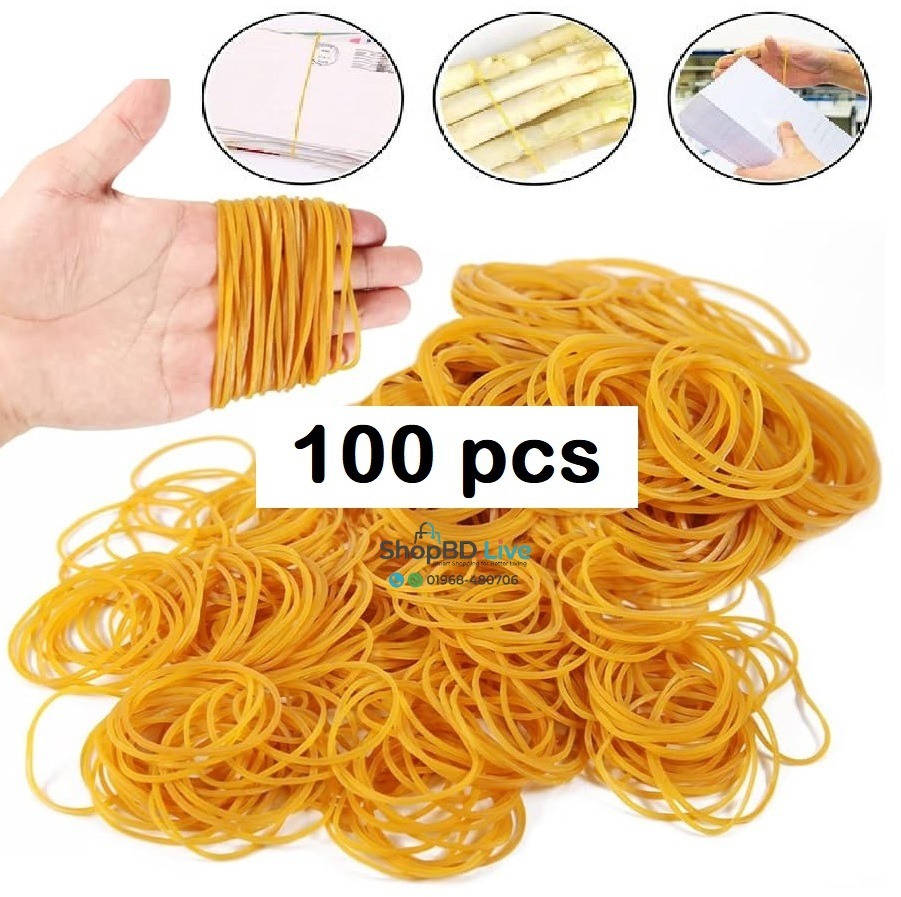 100 Pcs Money Rubber Bands Binding (25gm) Yellow Packaging Material_img_0