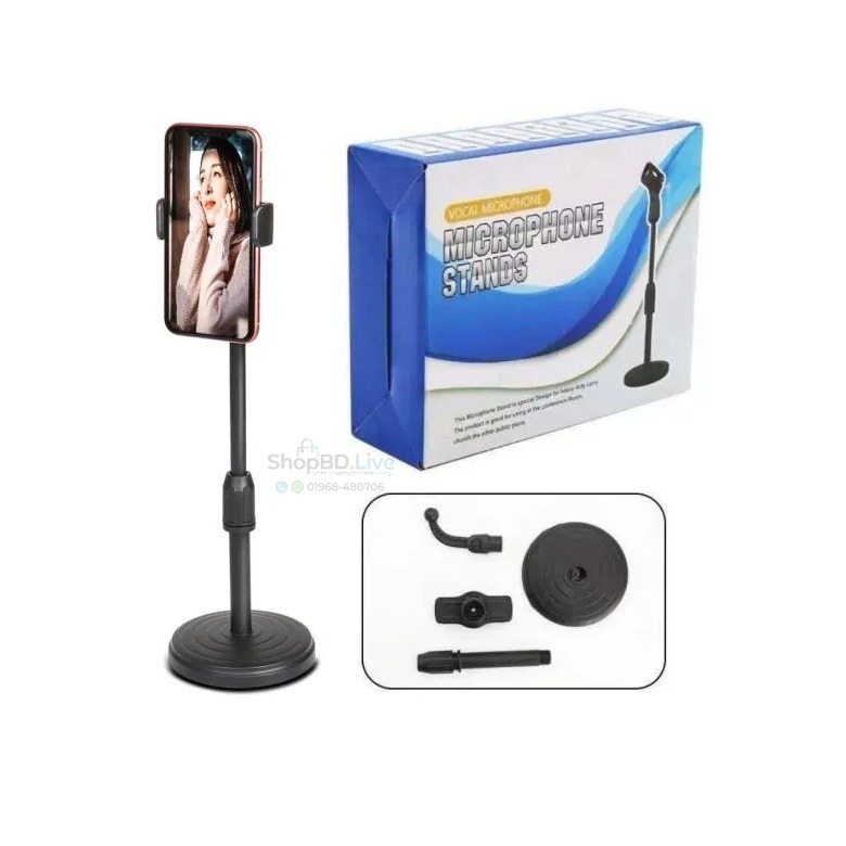 Adjustable Desktop Microphone Stand Telescopic Height Adjustable Mic Stand with Flexible Angle for Karaoke Recording Podcast Live Streaming Studio Wireless Microphone_img_1