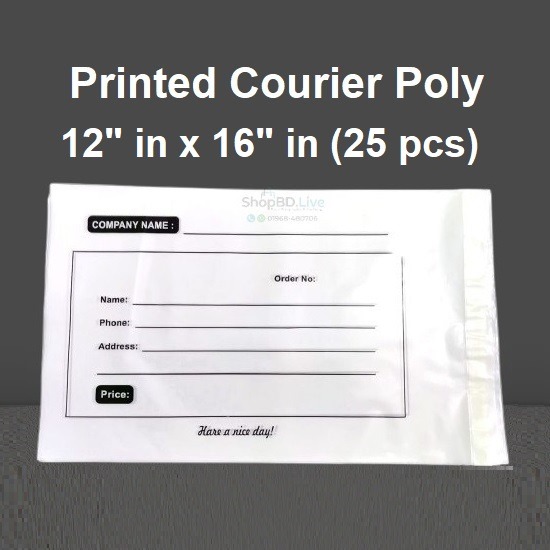 25 Pcs 12'' × 16'' + 2'' (12×16 Inch) Printed Shipping Poly Bag for E-Commerce Ready Made Courier Poly Bag Mailer Poly Bag Packaging Materials Online Business Waterproof Poly Bag Wholesale_img_0