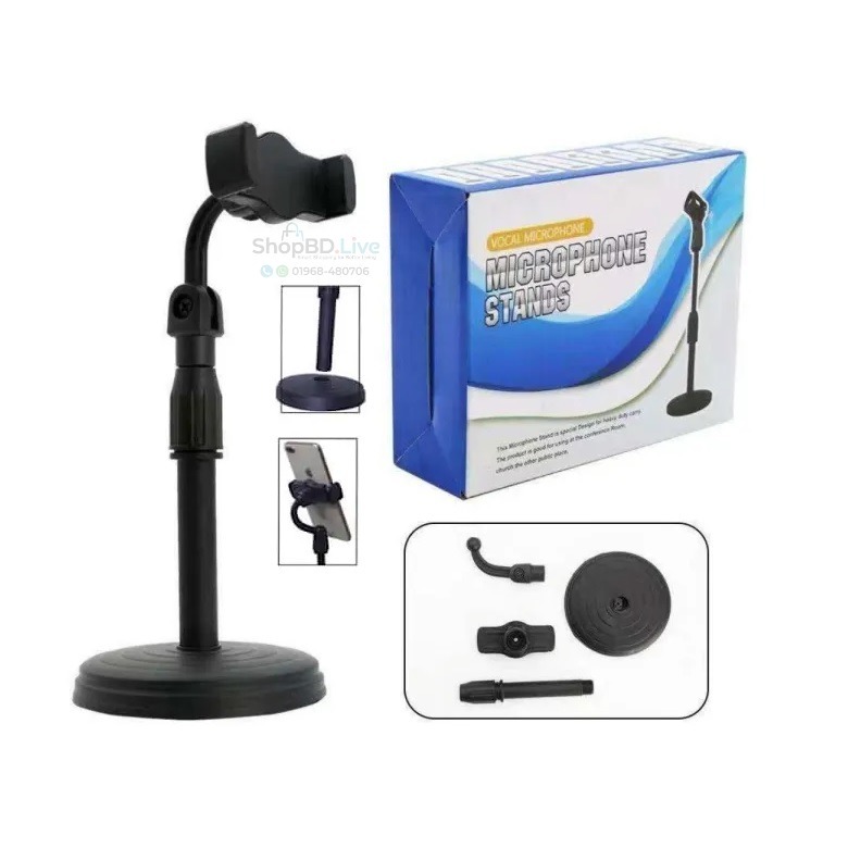 Adjustable Desktop Microphone Stand Telescopic Height Adjustable Mic Stand with Flexible Angle for Karaoke Recording Podcast Live Streaming Studio Wireless Microphone_img_3