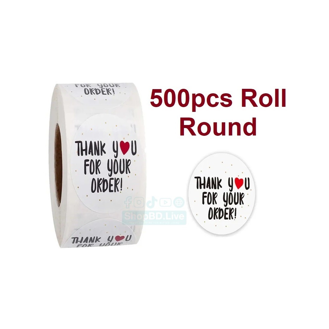 Thank You Stickers 500pcs/Roll Thank You for Your Order Stickers 2.5cm/1.0in Round DlY Decor Label Perfect For Small Business Gift Seal Labels 25mm 500 Post/Roll_img_0