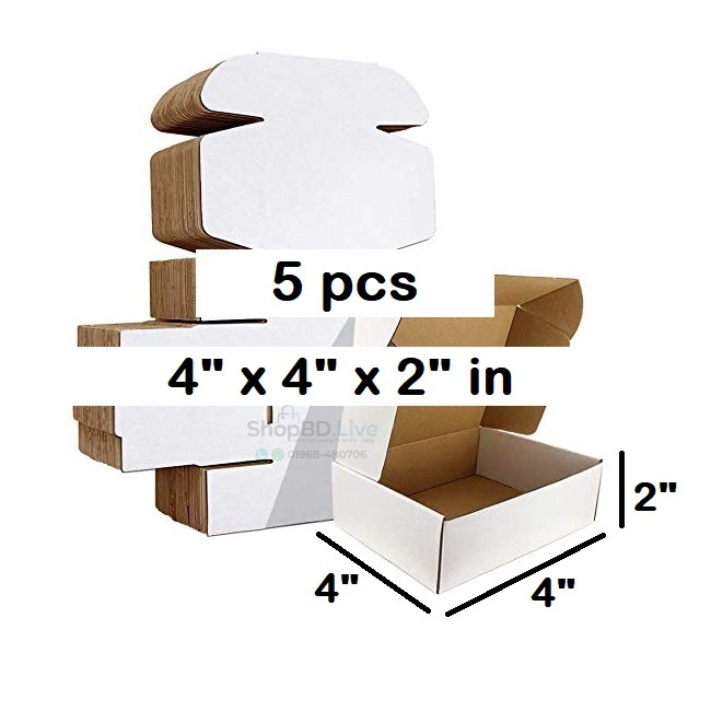 5pcs Die Cut Boxes (White) 4 x 4 x 2 inches - 4x4x2 in Self Lock Folding Type Courier Box 4" x 4" x 2" Inch | Small Mini Mailer Shipping Boxes E-Commerce Packaging Material Business Parcel Gift Box 442 Birthday Wedding Book Literature Product Carton_img_0