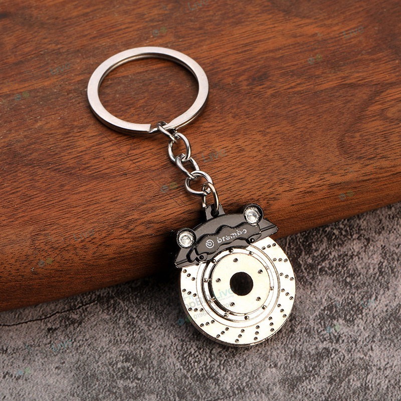 Brake Disc Wheel Keychain - Creative Brake Disc Keychain Brake Functional Metal Keychain Key Ring Yellow Light green Green Blue Black Red | Unique Gift for Car Bike Lovers_img_2