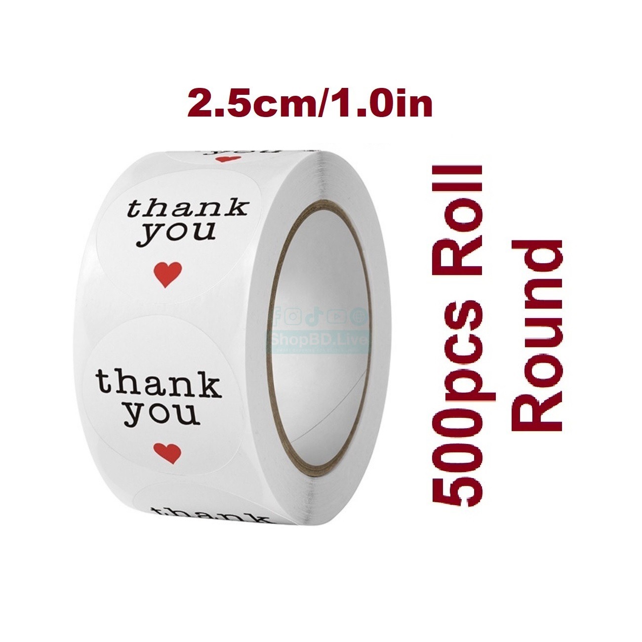 Thank You Love Stickers 500pcs/Roll Thank You Stickers 2.5cm/1.0in Round DlY Decor Label Perfect For Small Business Gift Seal Labels 25mm 500 Post/Roll Wholesale_img_0