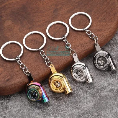 Creative metal keychain turbine gear hub brake disc shock absorber car keychain  Turbo Functional Metal Keychain Key Ring - Traffic Brake Rotor Turbine Black Silver Golden | Unique Gift for Car Bike Lovers_img_0