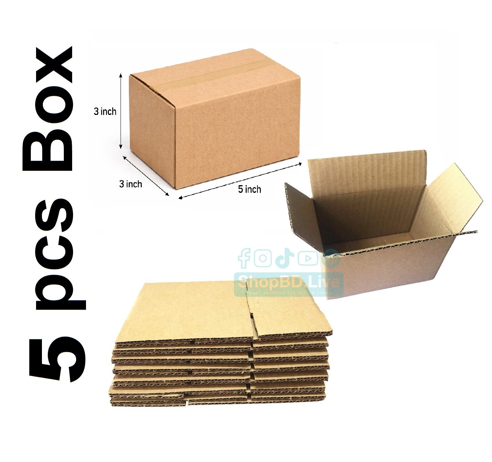 5 Pcs Parcel Carton Box 5 x 3 x 3 Inch | Small Mini Packaging Shipping Box for E-commerce & Courier Small Cardboard Shipping Box Mailers 5x3x3 Inch Inch Brown 533 box Packaging Material_img_0