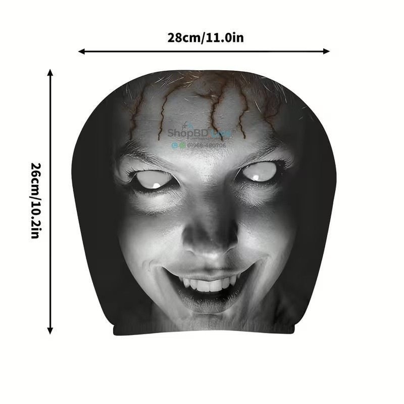 Ghost Face Car Headrest Cover 1 Pc Horror Printed Universal Elastic Auto Seat Headrest Protector Funny Car Interior Pillow Cover Black_img_5