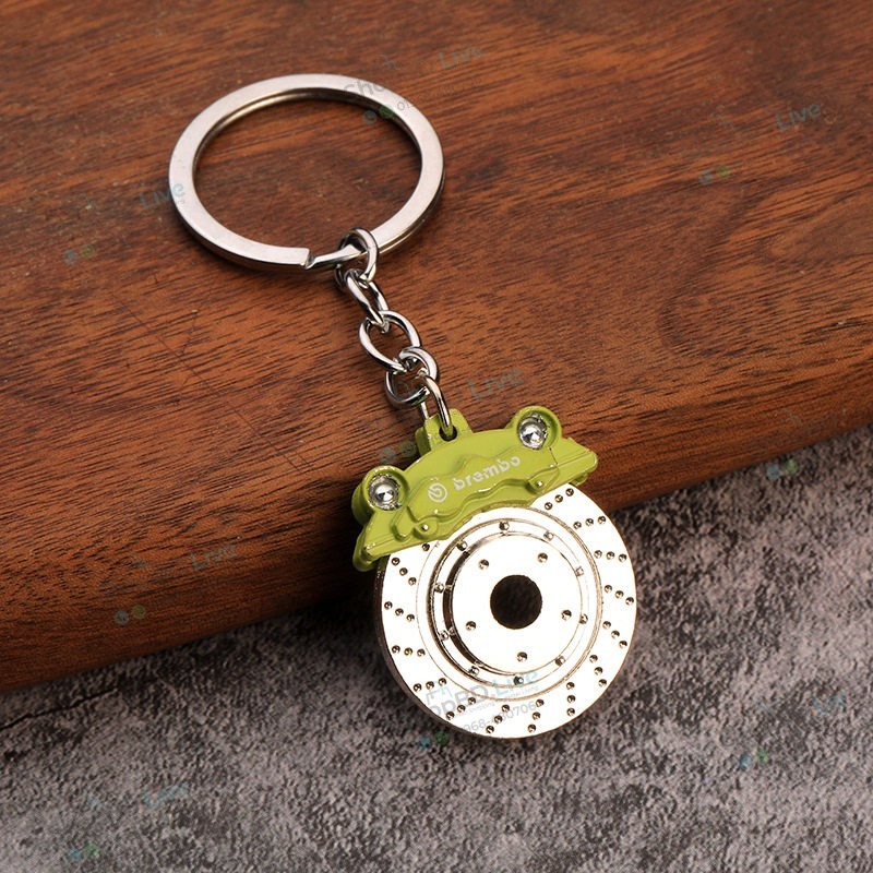 Brake Disc Wheel Keychain - Creative Brake Disc Keychain Brake Functional Metal Keychain Key Ring Yellow Light green Green Blue Black Red | Unique Gift for Car Bike Lovers_img_5