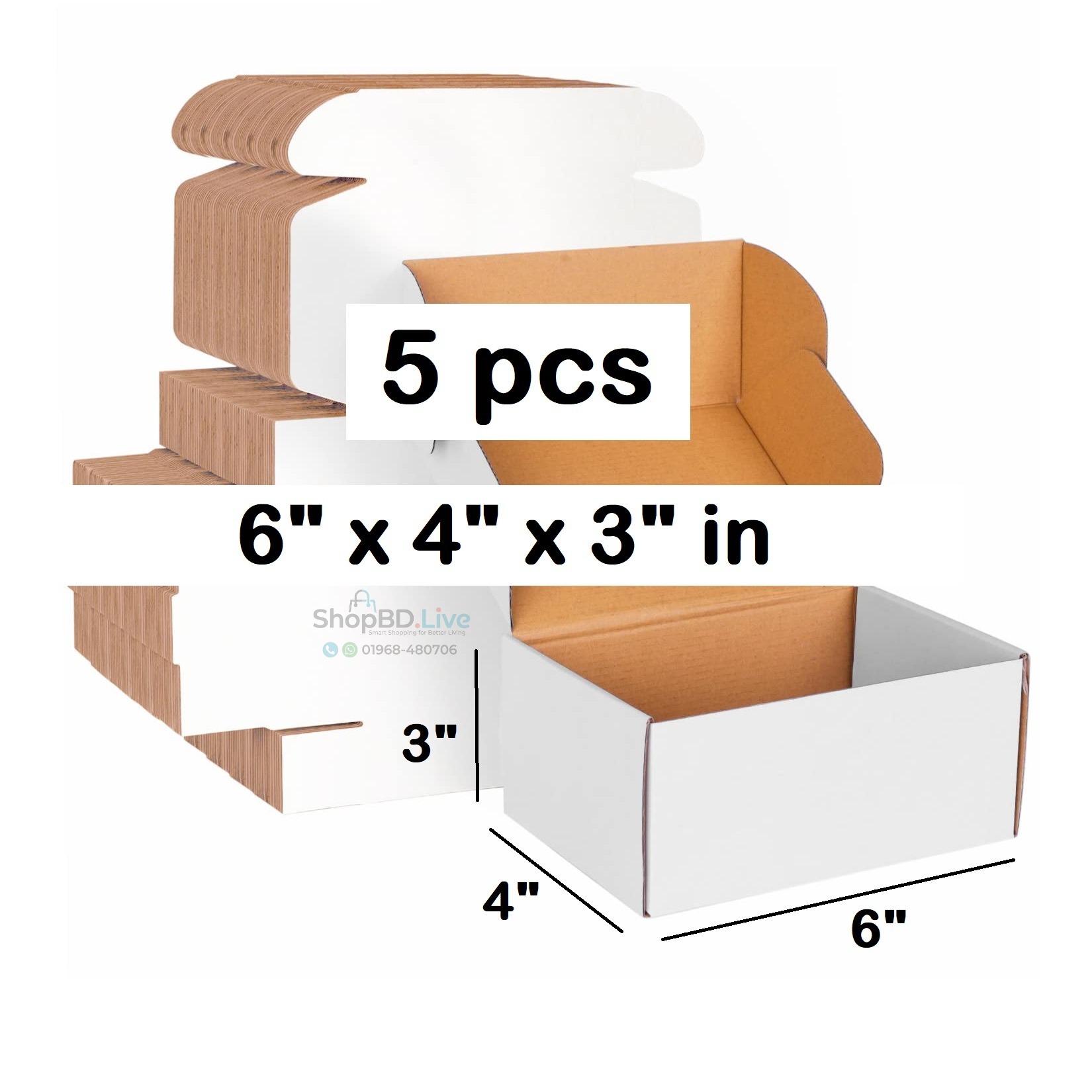 5pcs Die Cut Boxes (White) 6 x 4 x 3 inches - 6x4x3 in Self Lock Folding Type Courier Box 6" x 4" x 3" Inch | Small Mini Mailer Shipping Boxes E-Commerce Packaging Material Business Parcel Gift Box 643 Birthday Wedding Book Literature Product Carton_img_0