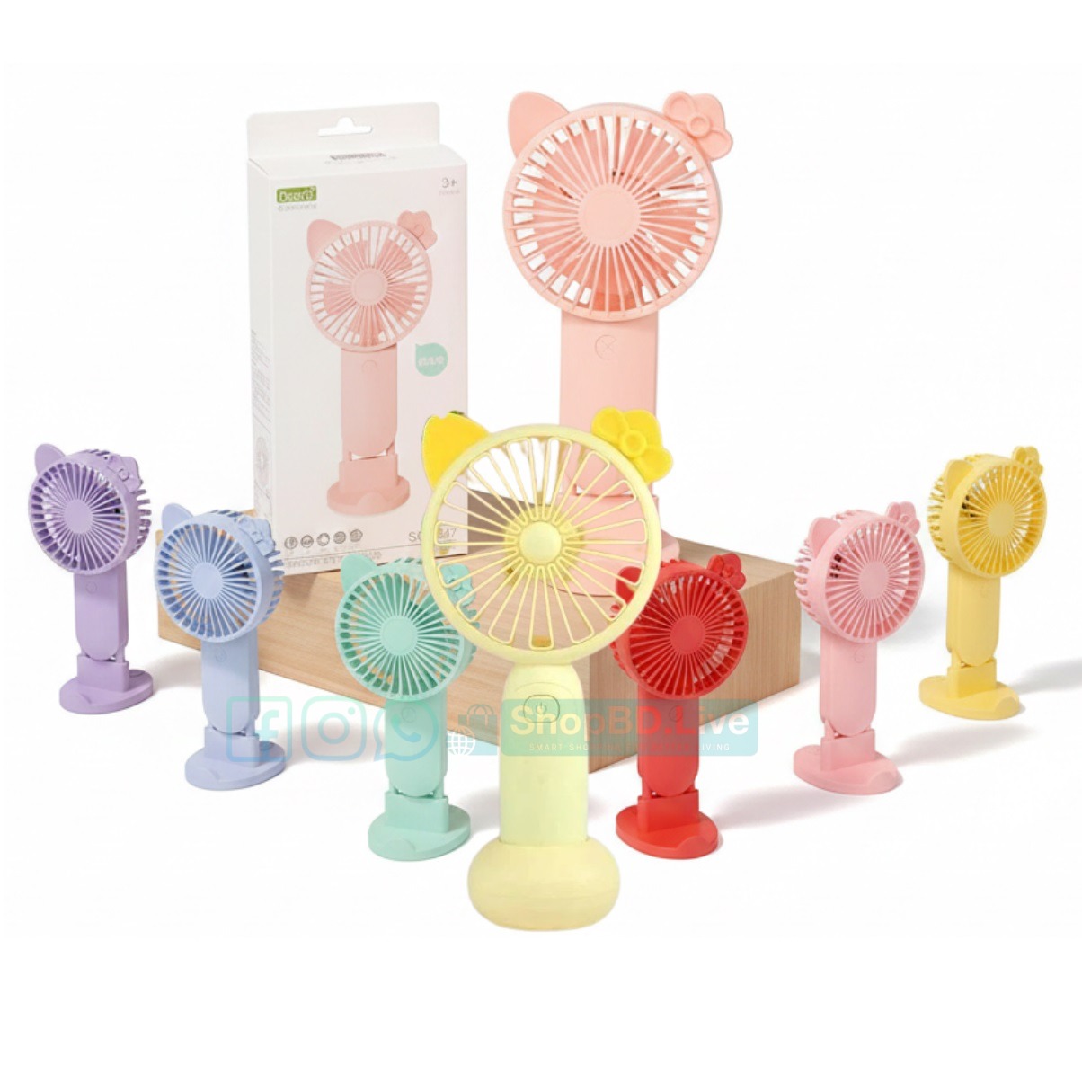 Diandi Mini Portable Fan SQ-2165 with Light USB Rechargeable | Price in BD_img_0