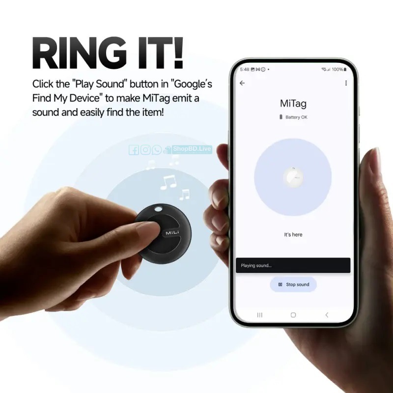 MiLi MiTag Go Android Location Tracker – Compatible with Google Find My Device, IP67 Waterproof, BLE 5.2 | Price in BD_img_2