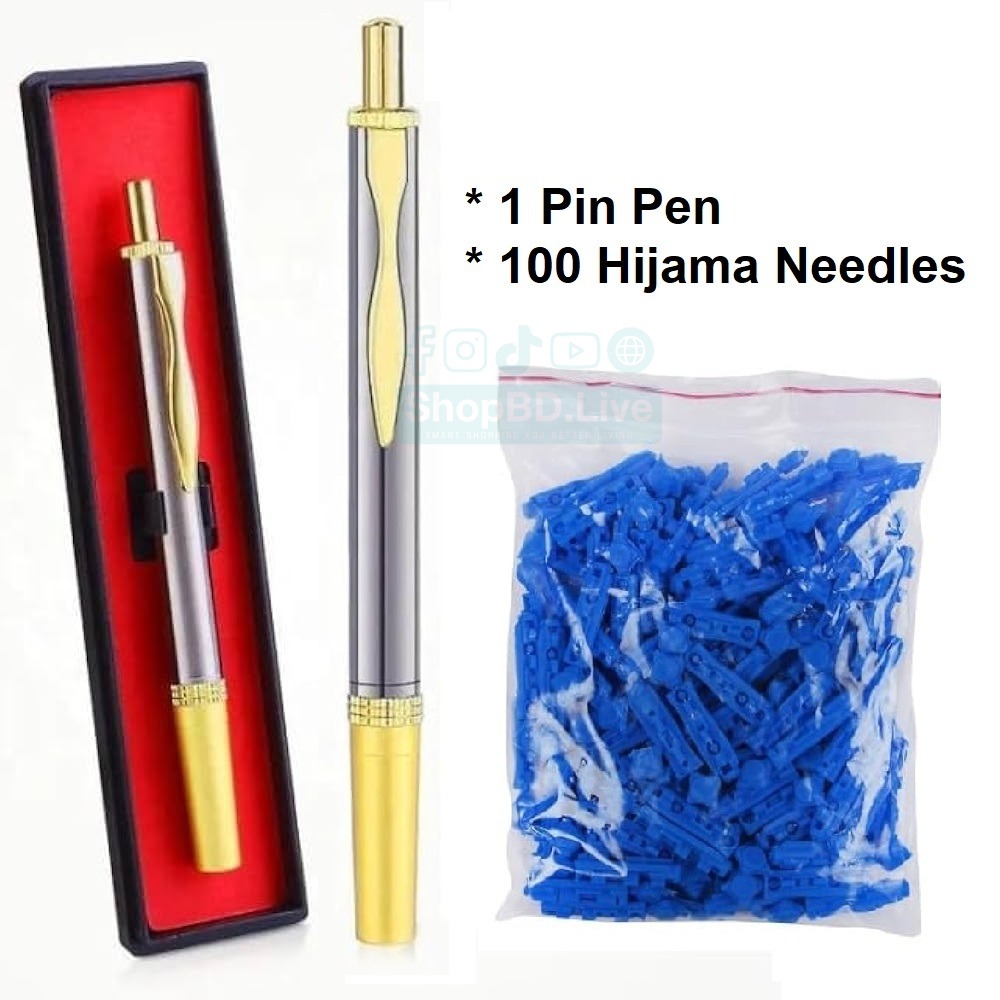 (1 pcs Pin Pen + 100 pcs Hijama Needles) Acupressure Hijama 1 Pin Pen With 100 Hijama Needles Hijama Single Needle Pen For Hijama Cupping Therapy_img_0