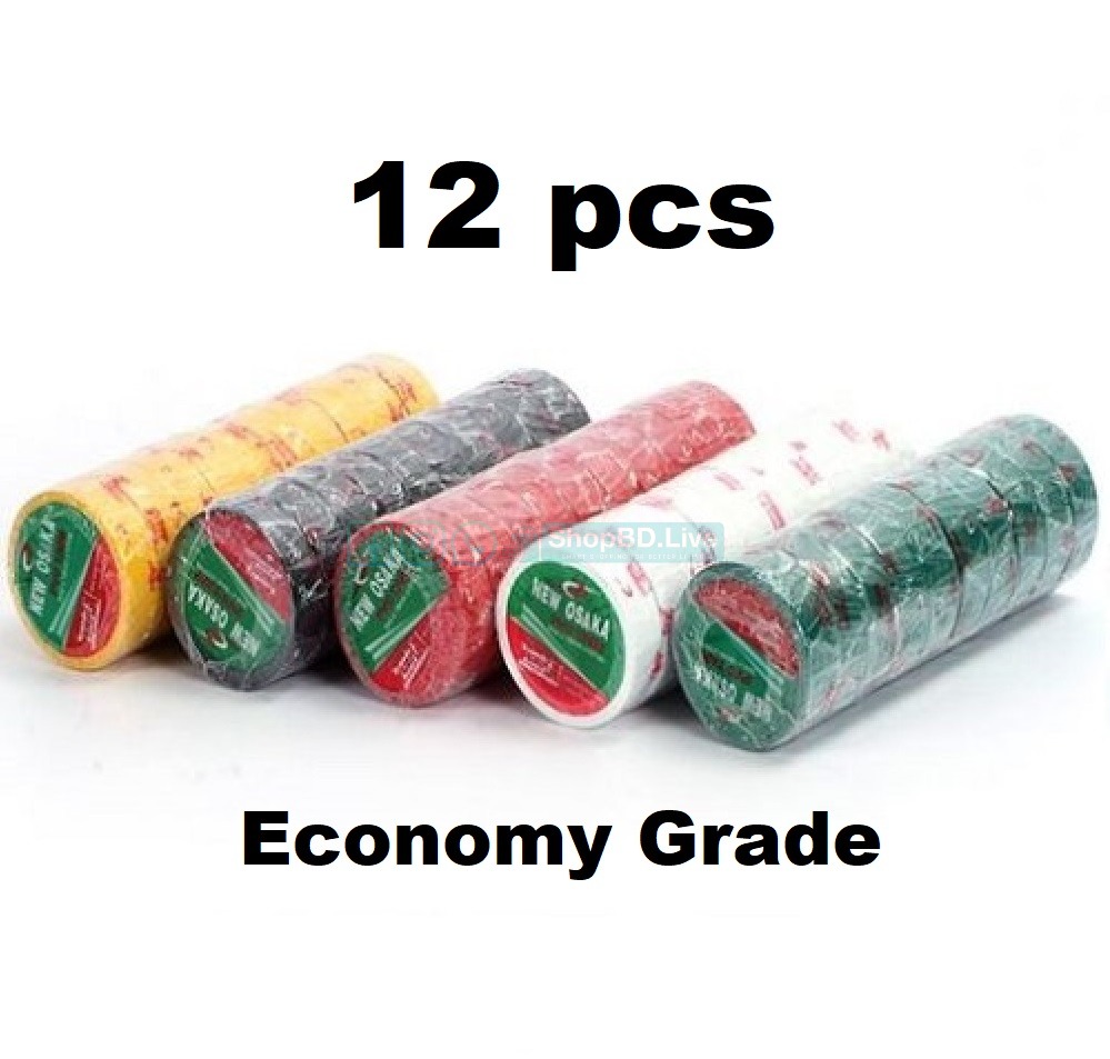 12 Pcs Osaka PVC Tape Economy Grade (Red, White, Black, Yellow)_img_0