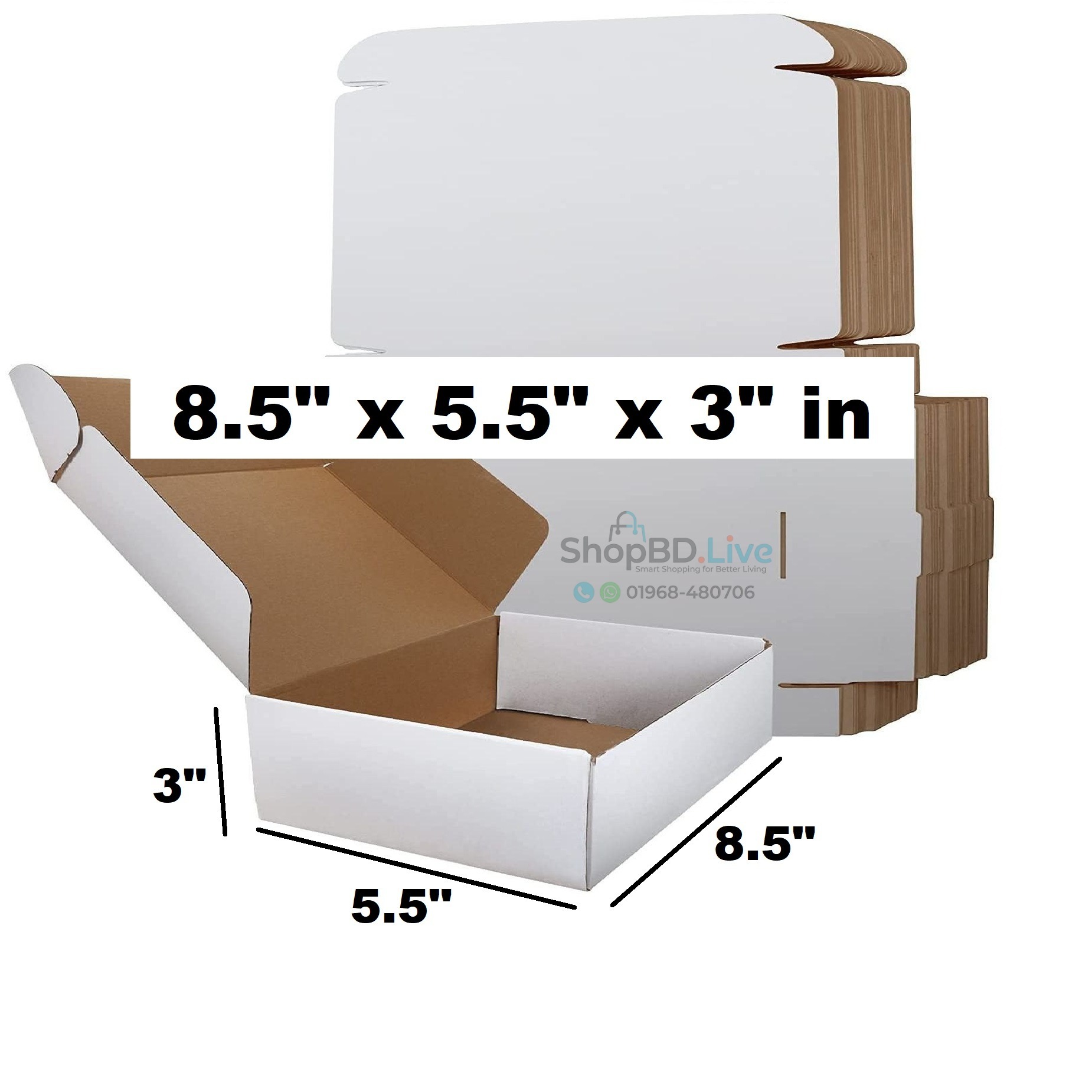 Die Cut Boxes (White) 8.5 x 5.5 x 3 inches - 8.5x5.5x3 in Self Lock Folding Type Courier Box 8.5" x 5.5" x 3" Inch | Small Mini Mailer Shipping Boxes E-Commerce Packaging Material Business Parcel Gift Box 8.5 5.5 3 Birthday Wedding Book Literature Product Carton_img_0