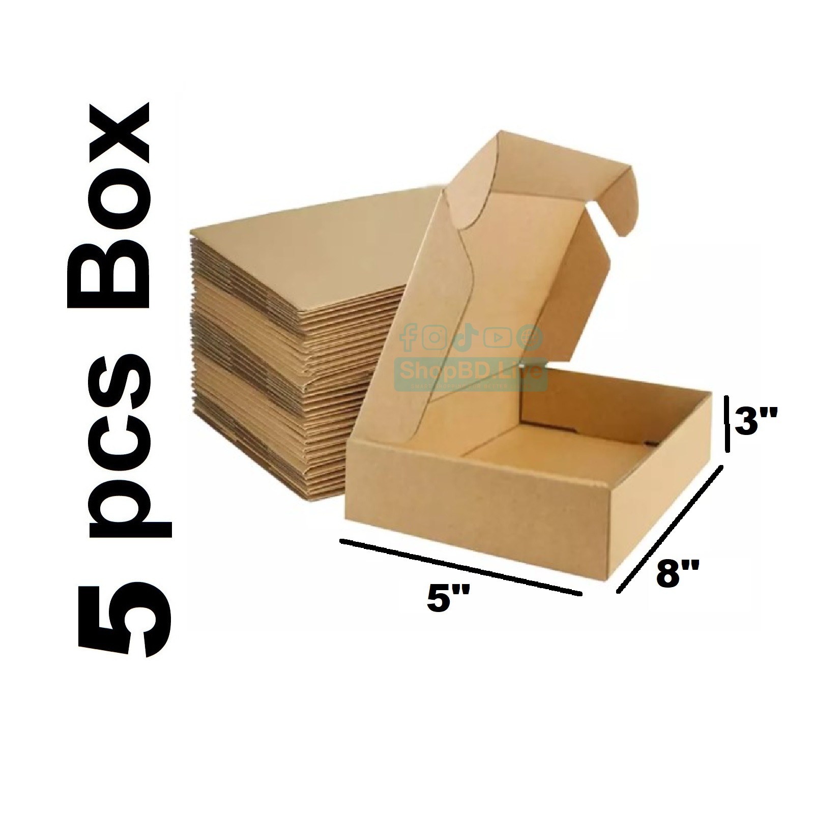5 Pcs Die Cut Folding Type Courier Box 8 x 5 x 3 Inch | Brown Small Mini Mailer Packaging Shipping Box Boxes E-commerce Packaging Business Parcel Box 8" x 5"x 3" Gift Birthday Wedding Book Literature Product Small Carton 8x5x3 in box 853Packaging Material Wholesale_img_1