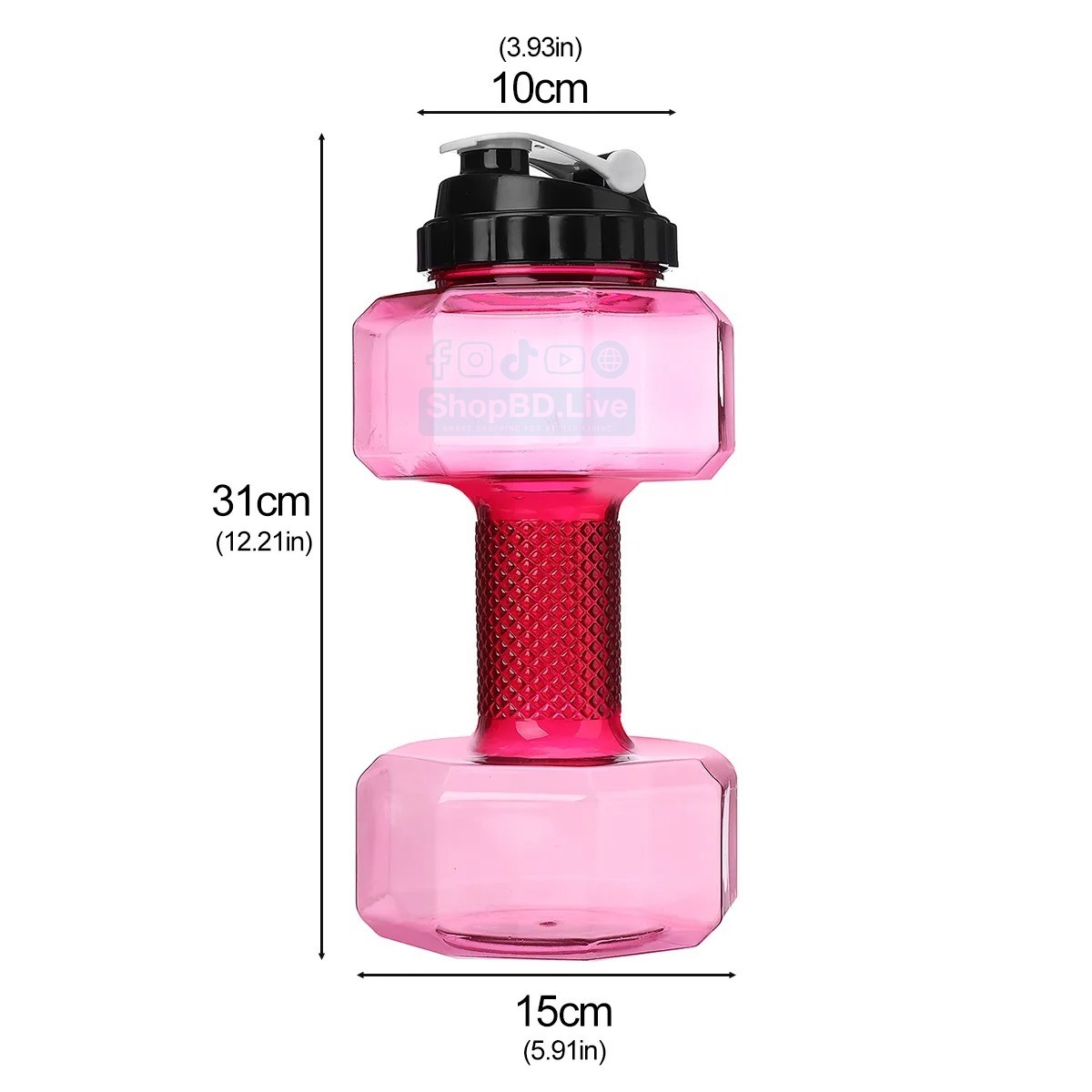 2.2L Fitness Dumbbell Water Bottle Sports Gym Jug Large Capacity | Price in BD_img_3