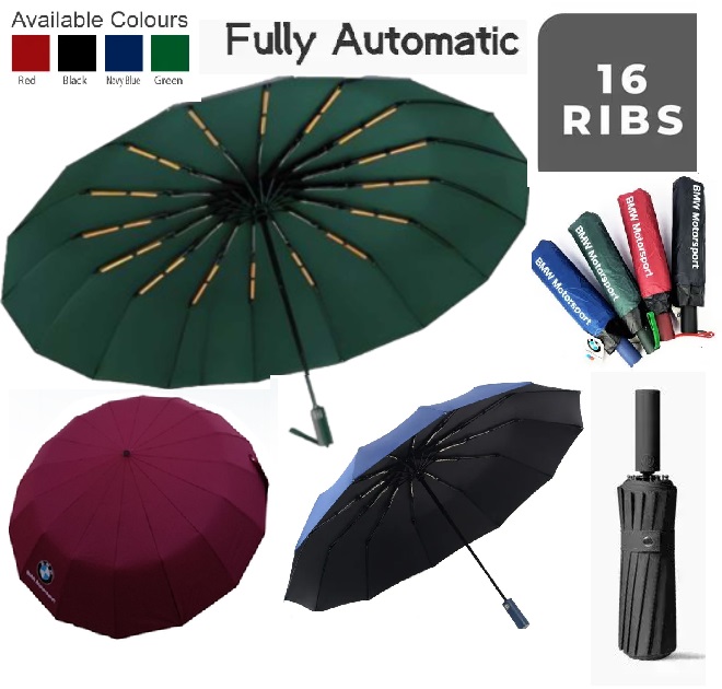 BMW Auto Open Close Umbrella 16 x 4 Ribs Fully Automatic Strong Wind Resistant Folding Umbrella_img_0