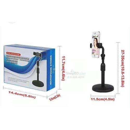 Adjustable Desktop Microphone Stand Telescopic Height Adjustable Mic Stand with Flexible Angle for Karaoke Recording Podcast Live Streaming Studio Wireless Microphone_img_2