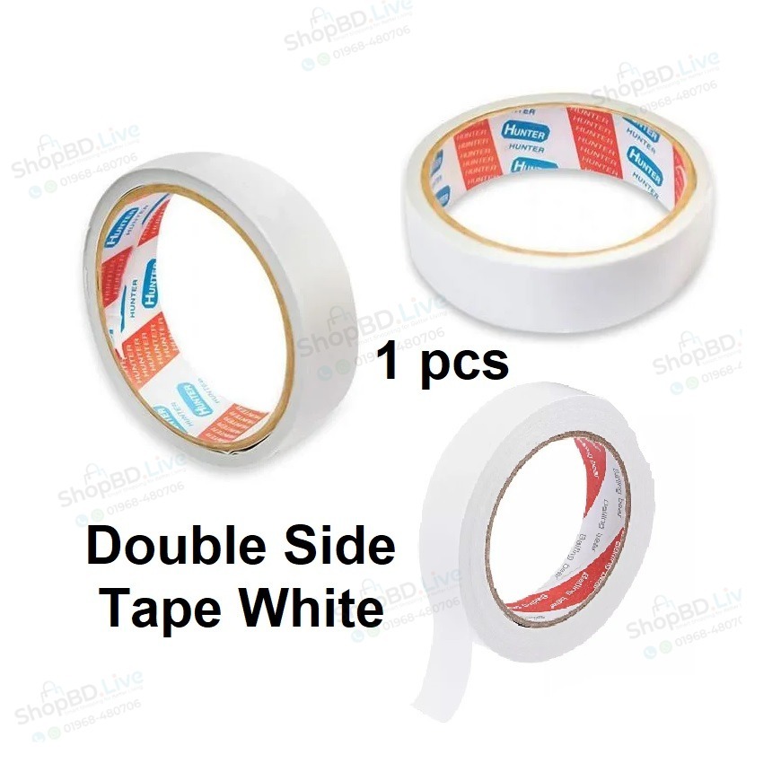 1pcs Both Sided Gum Tape 1 inch Length 7 Yards - White Double Side Adhesive Tape White
