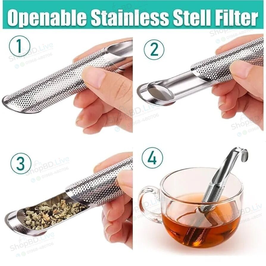 Stainless Steel Hanging Tea Infuser + Handle Strainer Tea Filter Spoon Handle Creative Long Filter Stick Home Accessory_img_2
