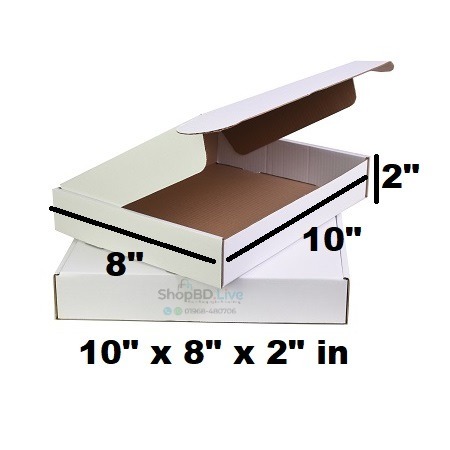 Die Cut Boxes (White) 10 X 8 X 2 Inches - 10x8x2 In Self Lock Folding Type Courier Box 10" X 8" X 2" Inch | Small Mini Mailer Shipping Boxes E-Commerce Packaging Material Business Parcel Gift Box 1082 Birthday Wedding Book Literature Product Carton | Price in BD Wholesale_img_0