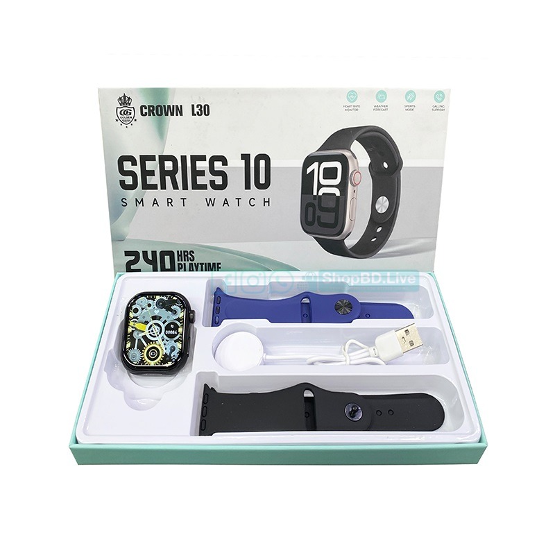 Crown L30 Series 10 Smart Watch – Bluetooth Calling | 1.8" HD Touch Display | Wireless Charging | Fitness Tracker | 2 Straps_img_0