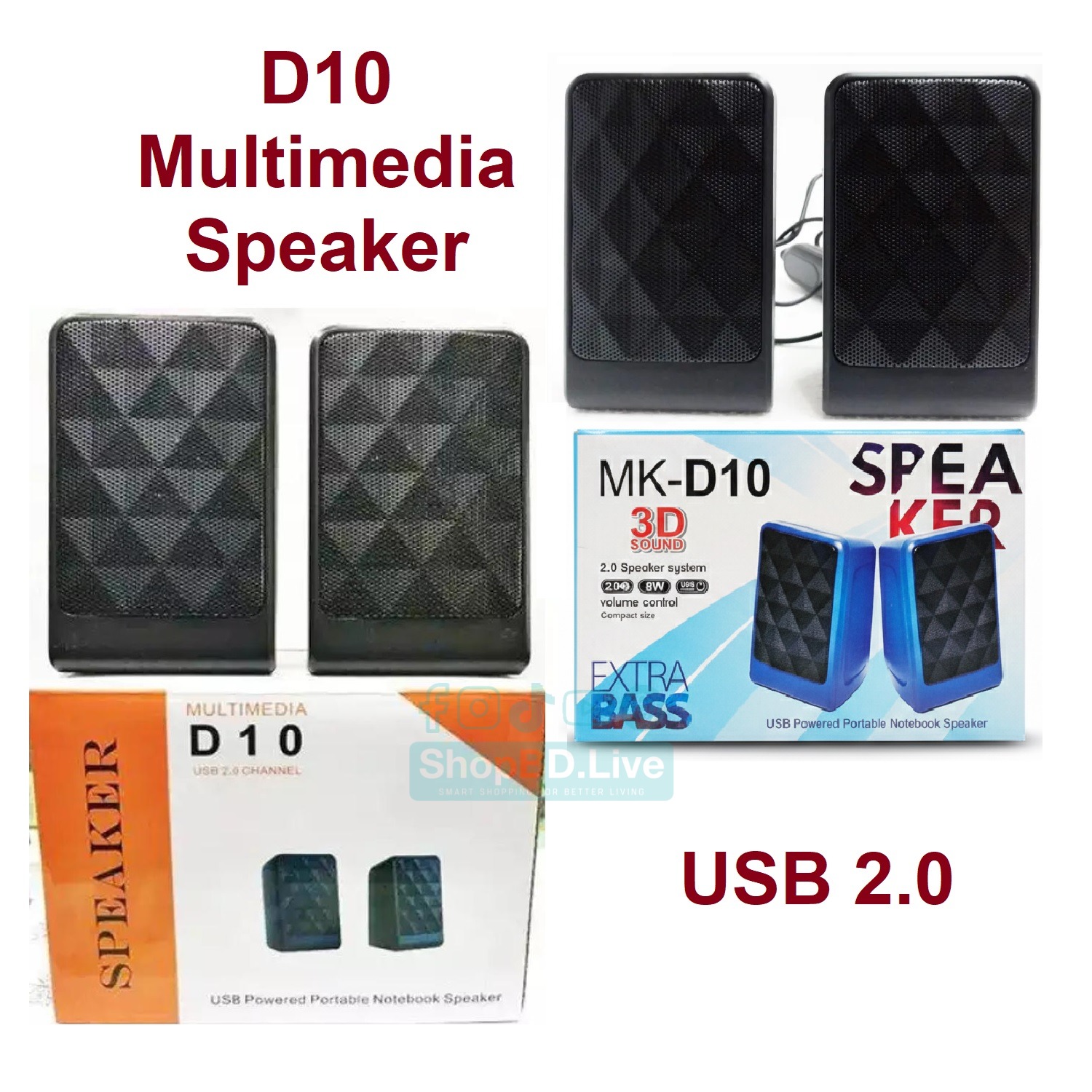 D10 Mini USB Multimedia Portable Speaker for Laptop Mobile Computer PC Desktop MK D10 - Black_img_0