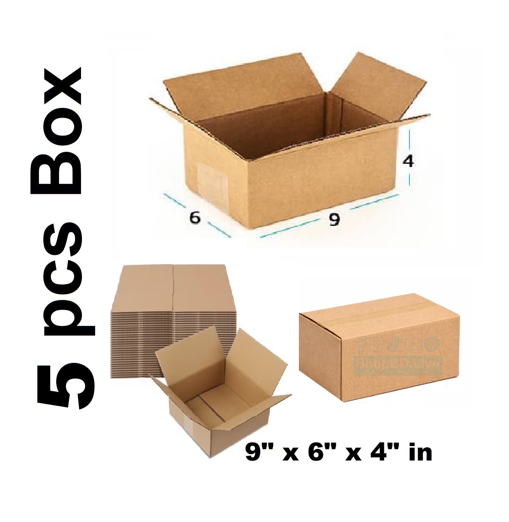 5 Pcs Parcel Carton Box 9 x 6 x 4 Inch | Small Mini Packaging Shipping Box for E-commerce Courier Small Cardboard Shipping Box Mailers 9x6x4 Inch Brown 964 Inch box Packaging Material_img_0