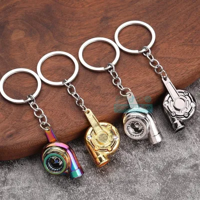 Creative metal keychain turbine gear hub brake disc shock absorber car keychain  Turbo Functional Metal Keychain Key Ring - Traffic Brake Rotor Turbine Black Silver Golden | Unique Gift for Car Bike Lovers_img_2